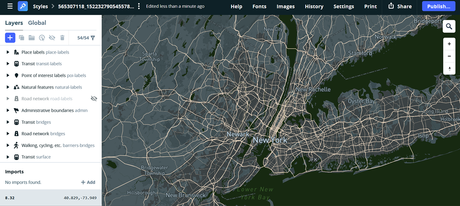 Exploring different color combination using images in mapbox.