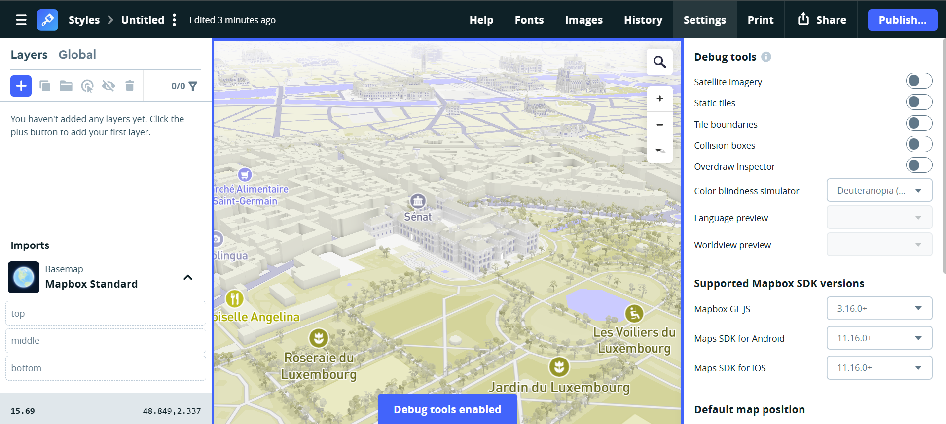 Exploring mapbox color blindness simulator: Deuteranopia.
