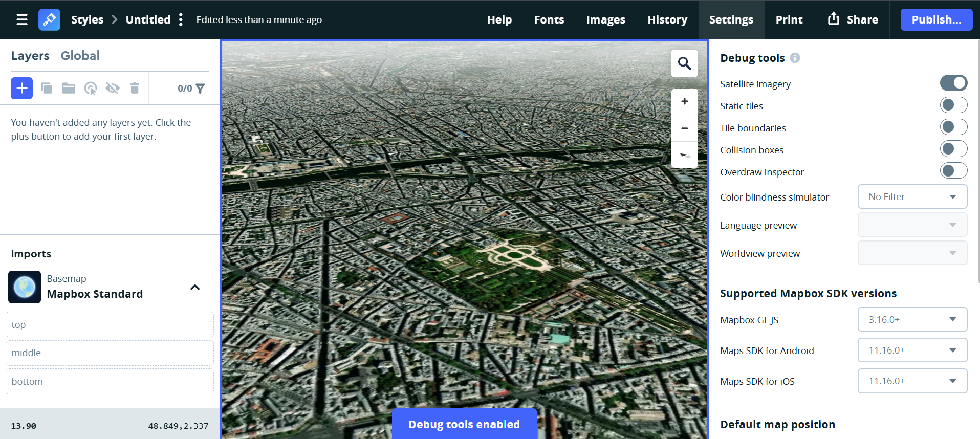 Satellite imagery in mapbox.