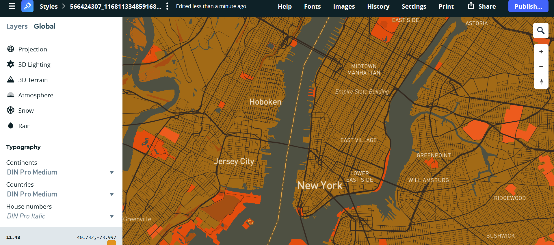 Exploring different color combination using images in mapbox.