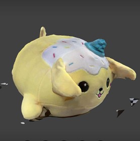 3D scanned plushie, the scan is detailed, and some part is fused together