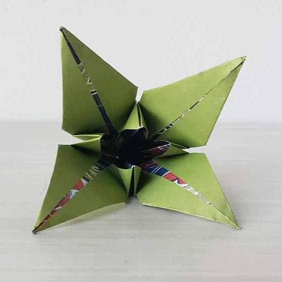 The frontview of a paper flower