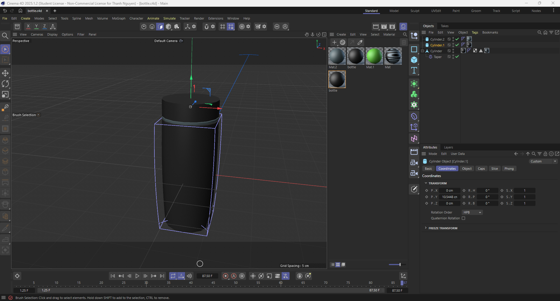 My attempt at modeling my water bottle